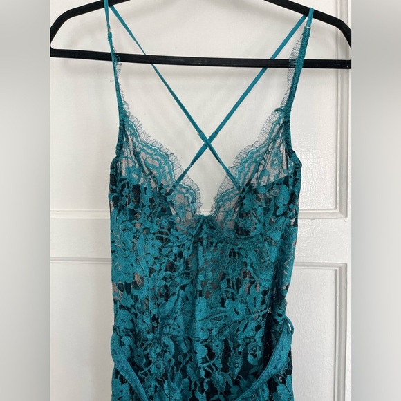 Agent Provocateur Rosette Dress Soirée AP4 Teal Blue Lace See Through size 4 - Picture 6 of 12